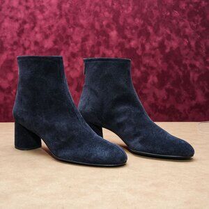 AGL Women Olga Velour Navy Blue Suede Office Dress Ankle Boots sz 11US EUR41